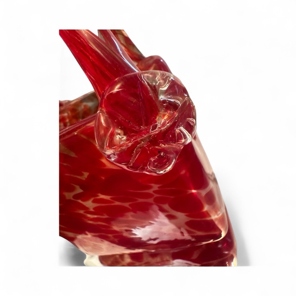 Murano Vintage Red Art Glass Basket - Picture 4 of 5